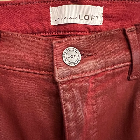 Loft coated denim pants. Size 10 excellent condition. Darkest red. So cool! - Picture 5 of 5